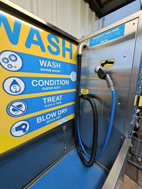 Stainless steel dog wash tub at Top Dog Wash
