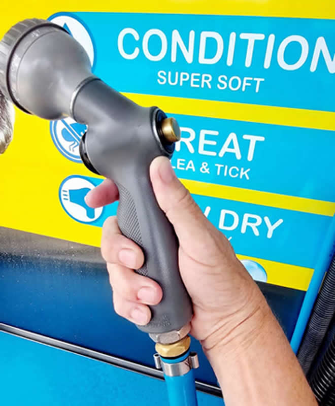 Wash gun used in the Top Dog Wash self-serve dog wash